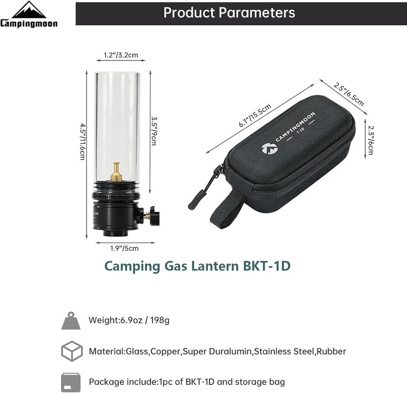 camping moon Campingmoon Camping Gas Lantern Gas Lamp Portable Outdoor Dreamlike Candle Black Camping Tent Lantern Glass Lantern - Image 3